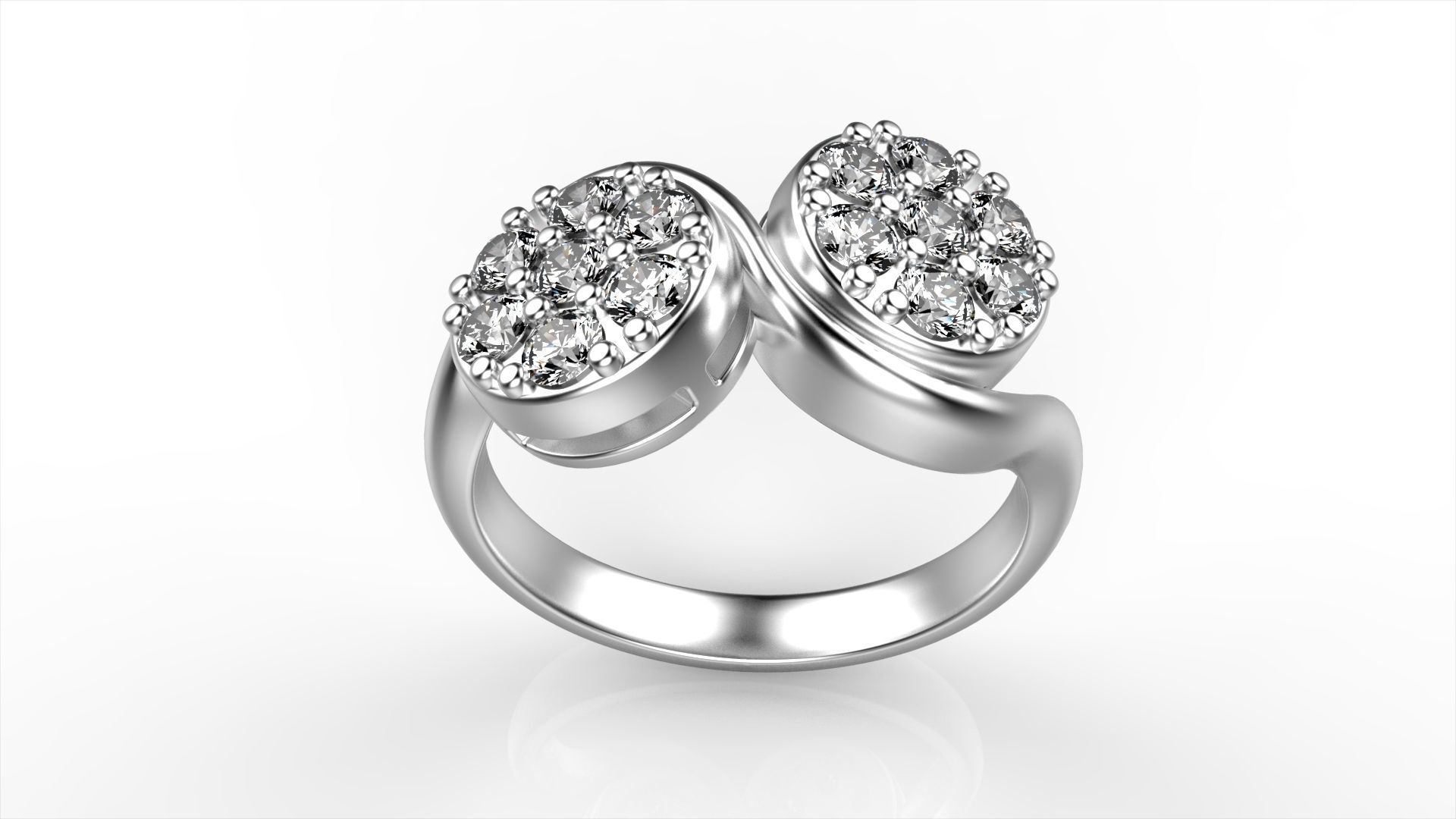 Round Double Cluster Ring All Size 3D print model_4