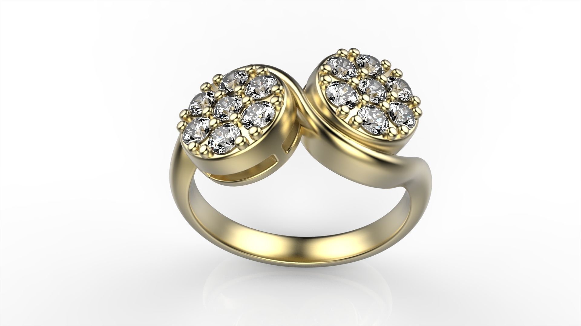 Round Double Cluster Ring All Size 3D print model_5