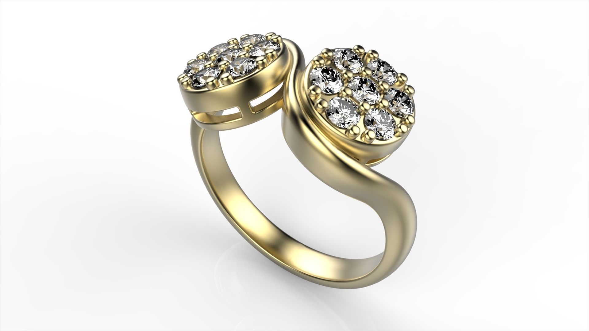 Round Double Cluster Ring All Size 3D print model_1