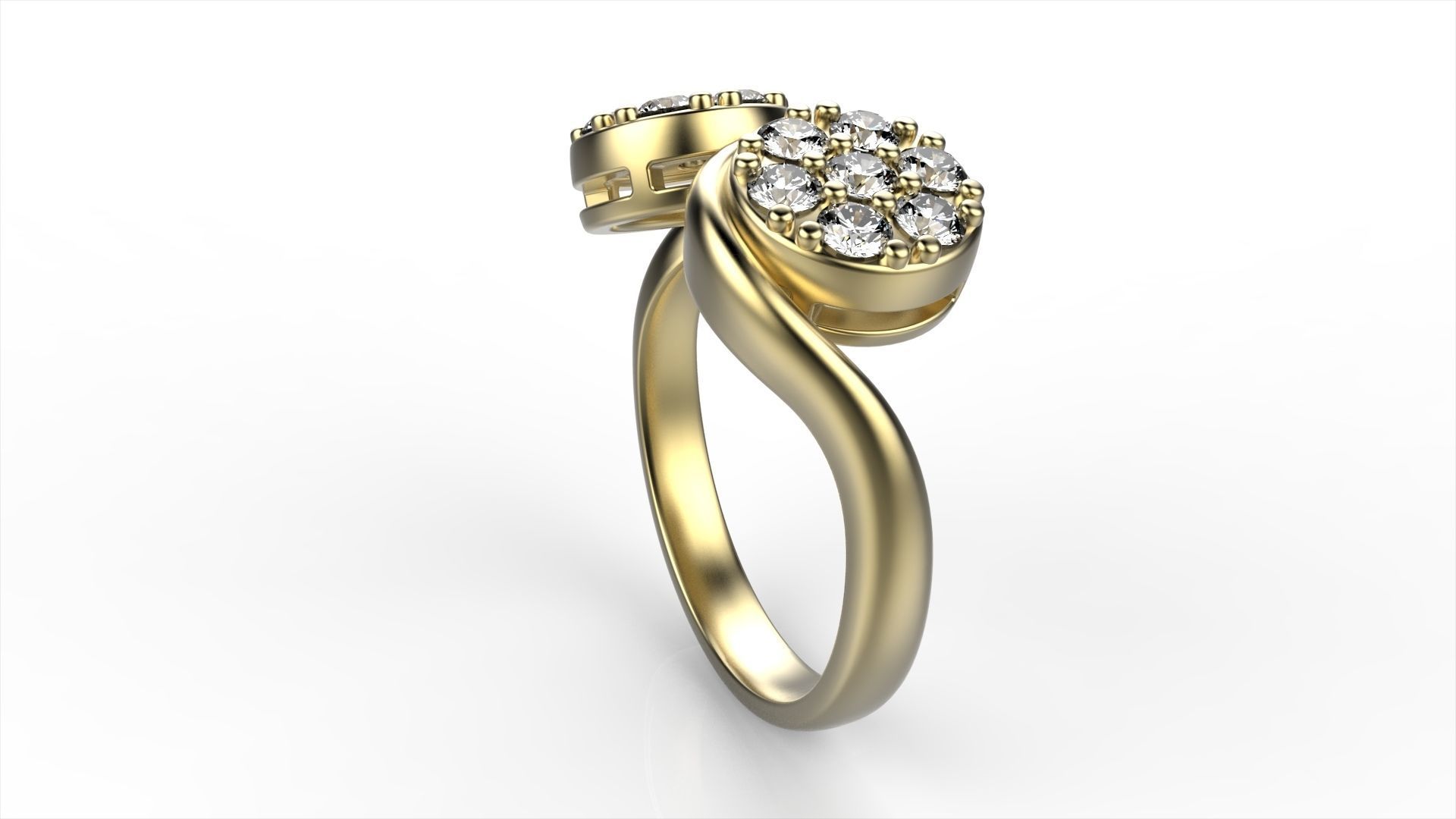 Round Double Cluster Ring All Size 3D print model_3