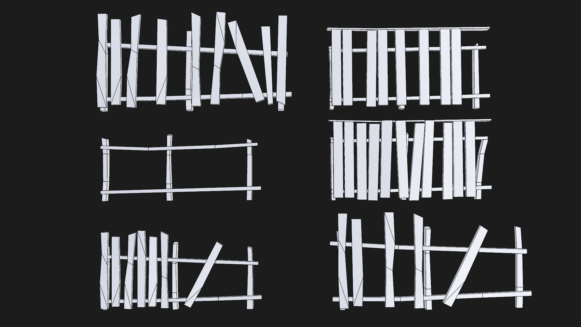 The old fence Low-poly 3D model_3