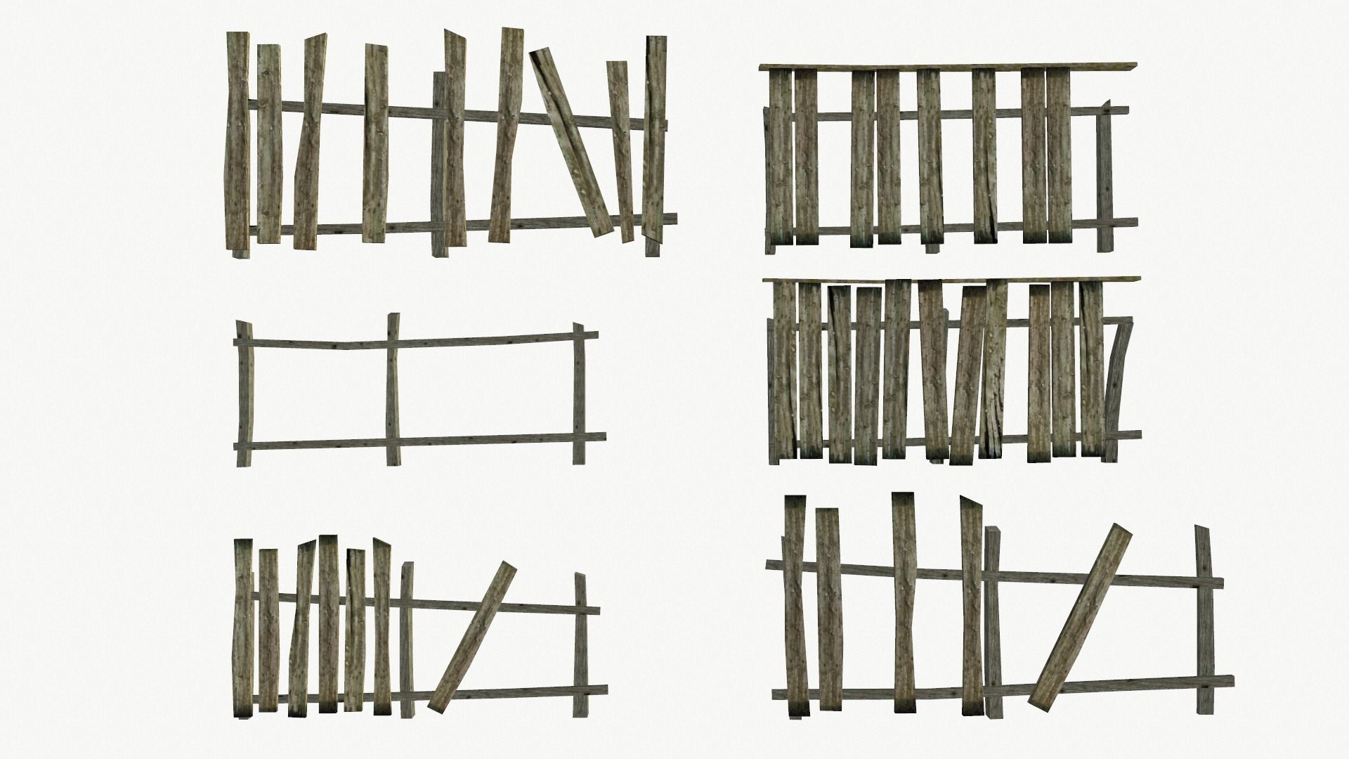 The old fence Low-poly 3D model_1