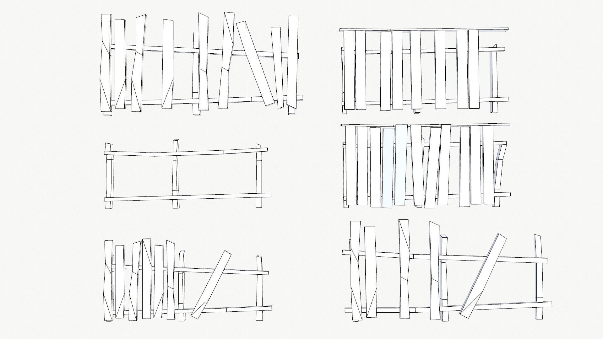 The old fence Low-poly 3D model_2