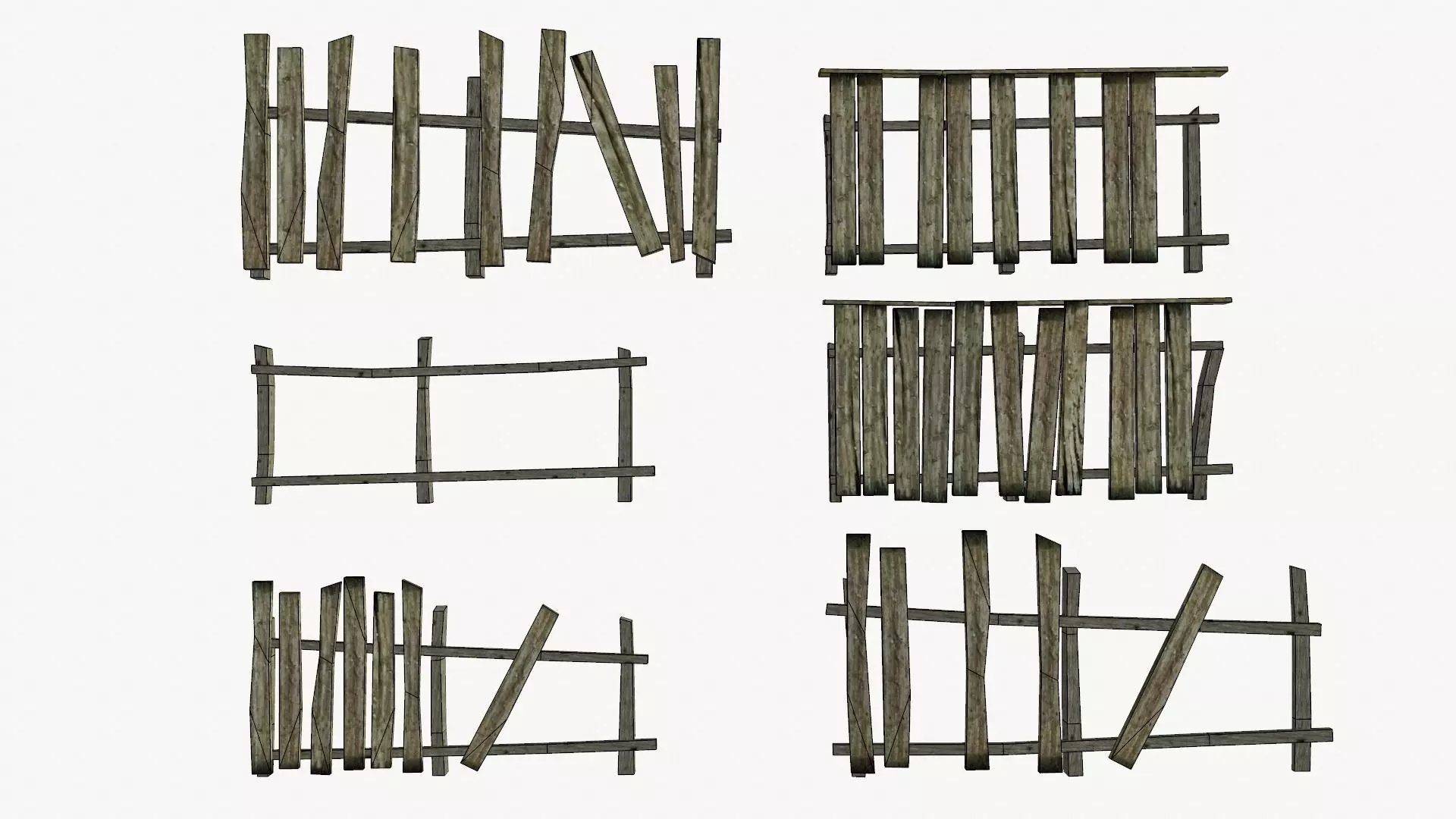 The old fence Low-poly 3D model_0