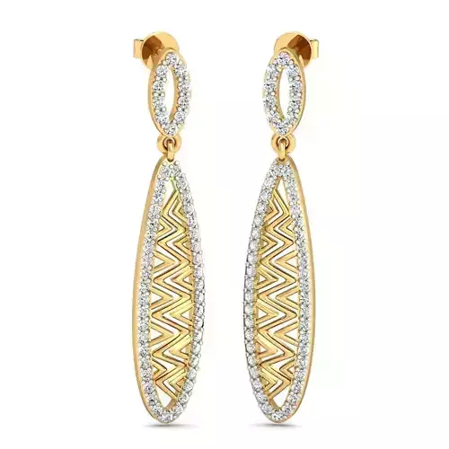 Oval Shaped Drop Earrings With Diamonds 4 3D print model