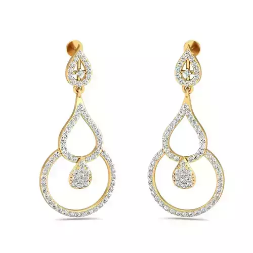 Drop Shaped Drop Earrings With Diamonds  9