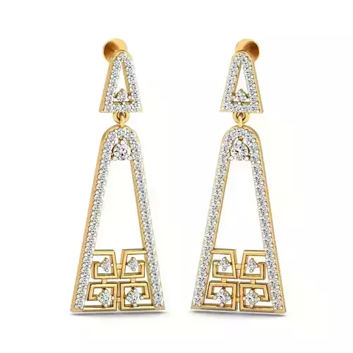 Triangle Shaped Drop Earrings With Diamonds  2