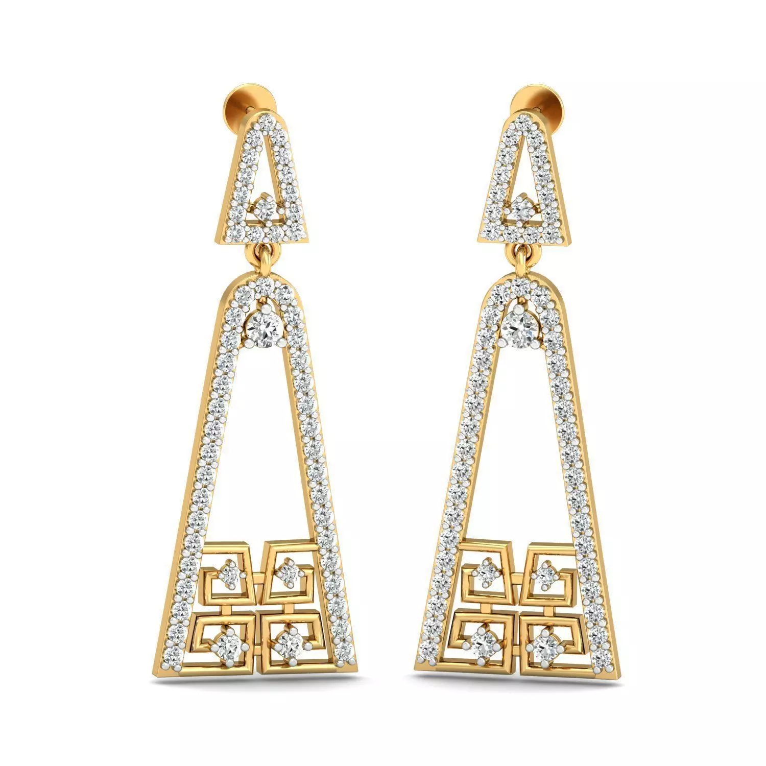 Triangle Shaped Drop Earrings With Diamonds  2 3D print model_0