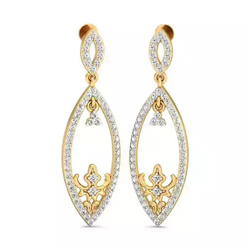 Eye Shaped Drop Earrings With Diamonds  1