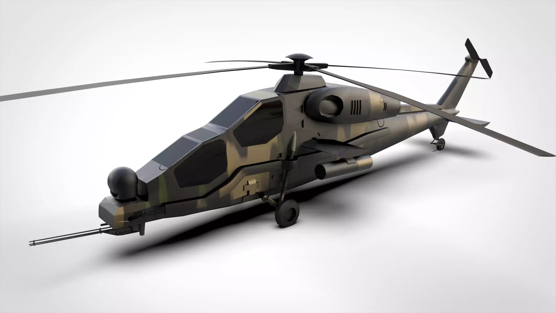 Attack T-129 Low Poly Model Low-poly 3D model