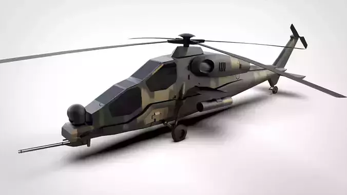 Attack T-129 Low Poly Model