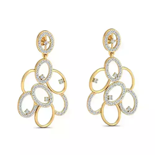 Flower Shaped Drop Earrings With Diamonds 