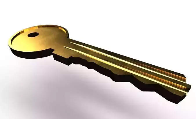 Door key 3D model Low-poly 3D model
