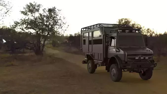 Mercedes Unimog Luxury Caravan Low-poly 3D model