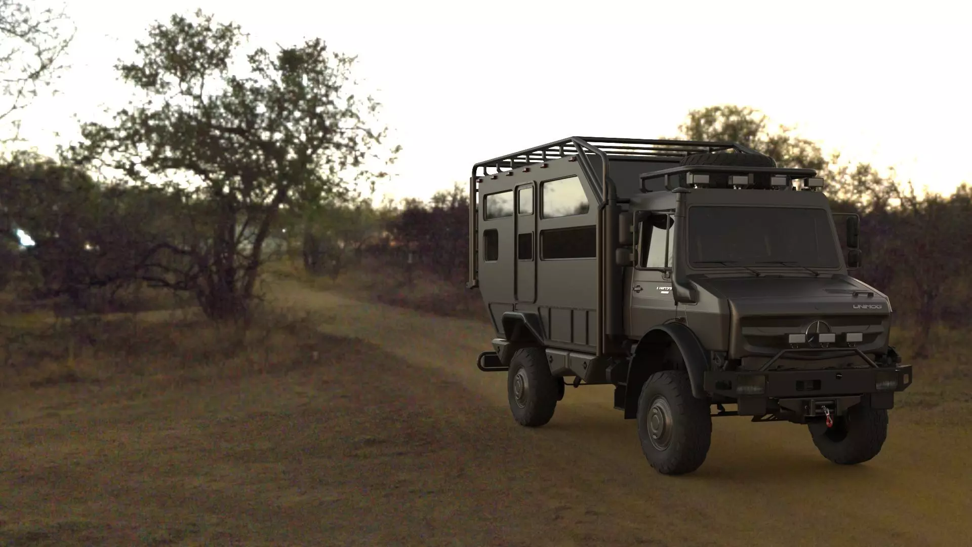 Mercedes Unimog Luxury Caravan Low-poly 3D model_0