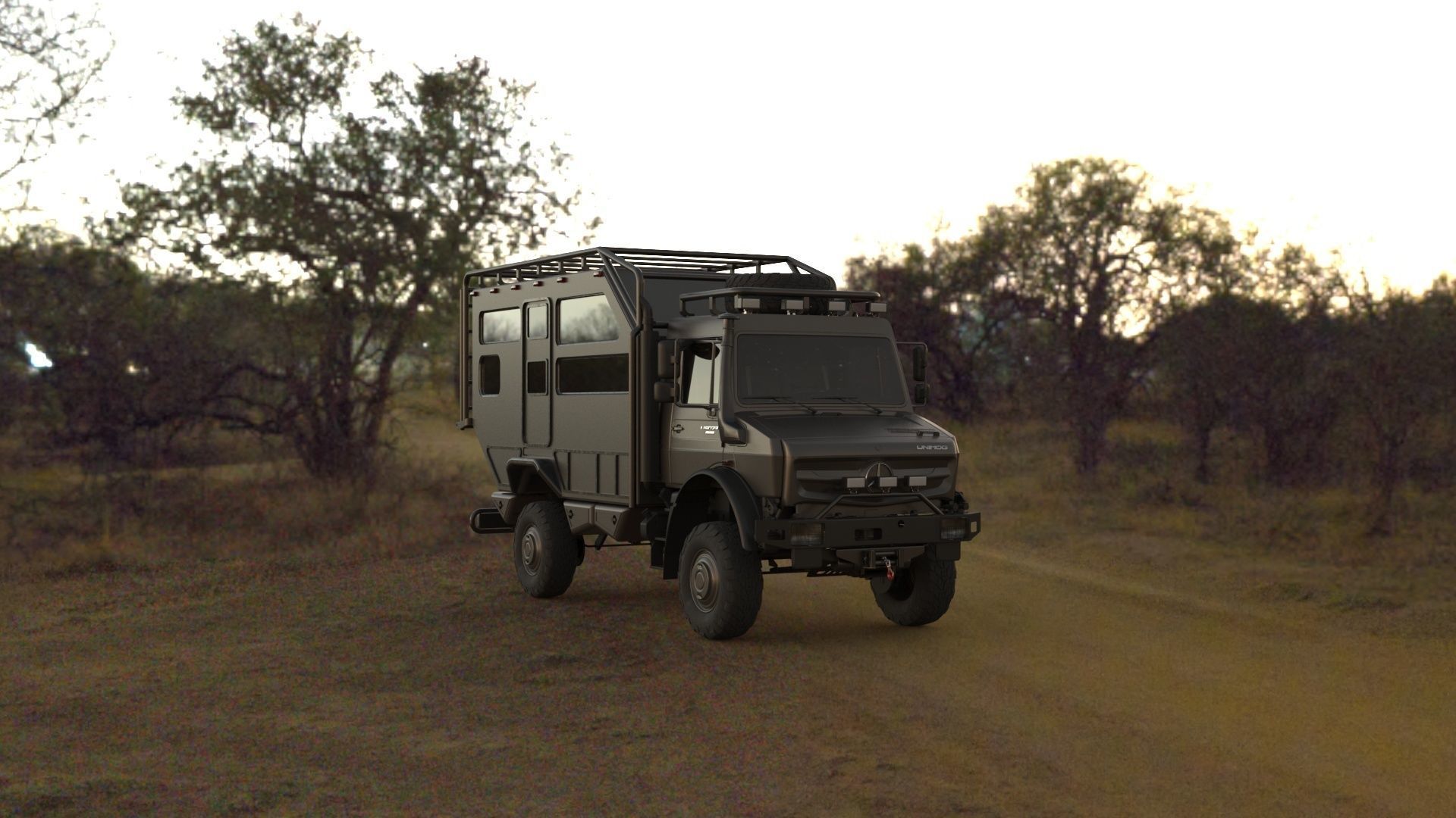 Mercedes Unimog Luxury Caravan Low-poly 3D model_3