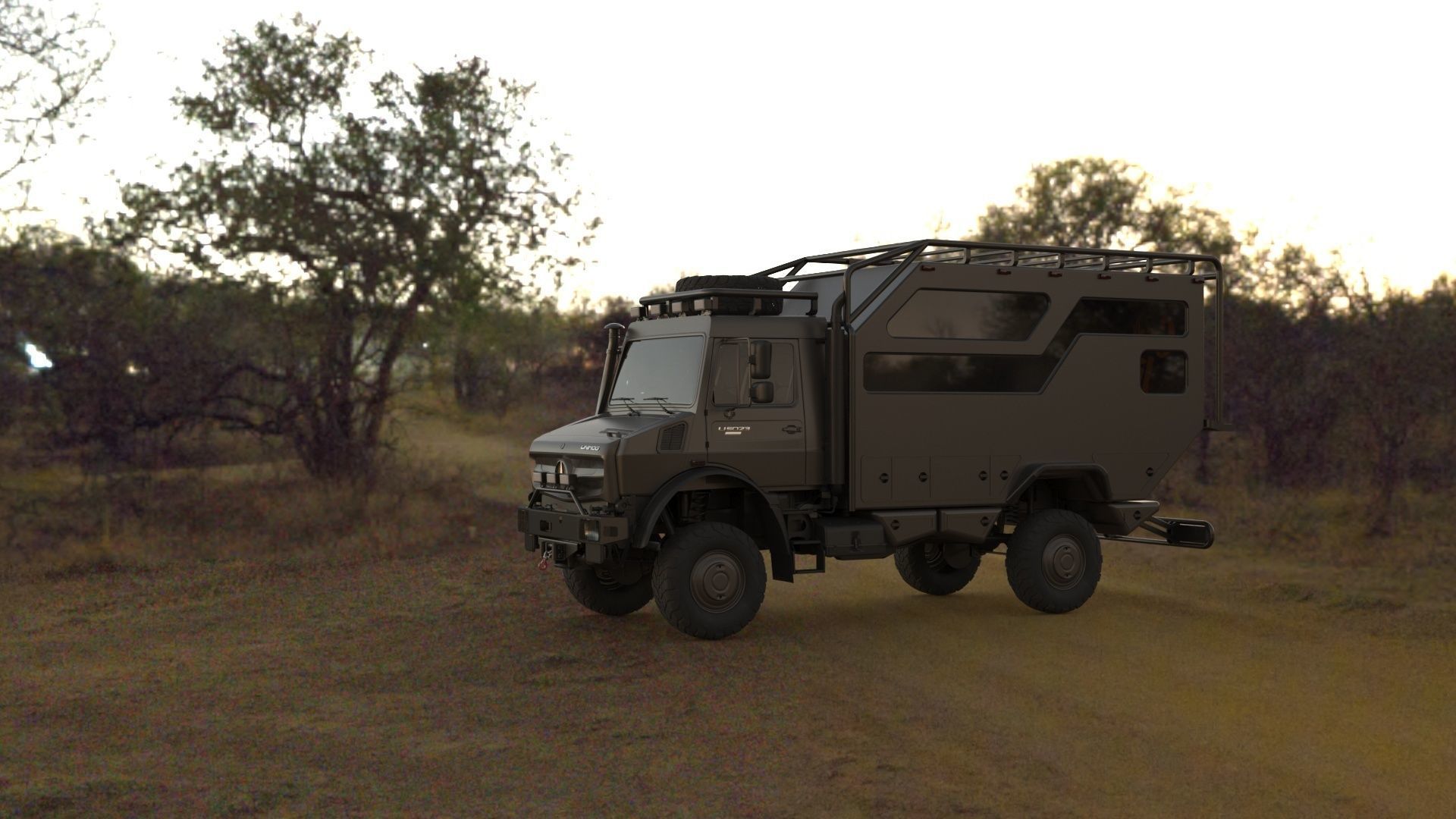 Mercedes Unimog Luxury Caravan Low-poly 3D model_2