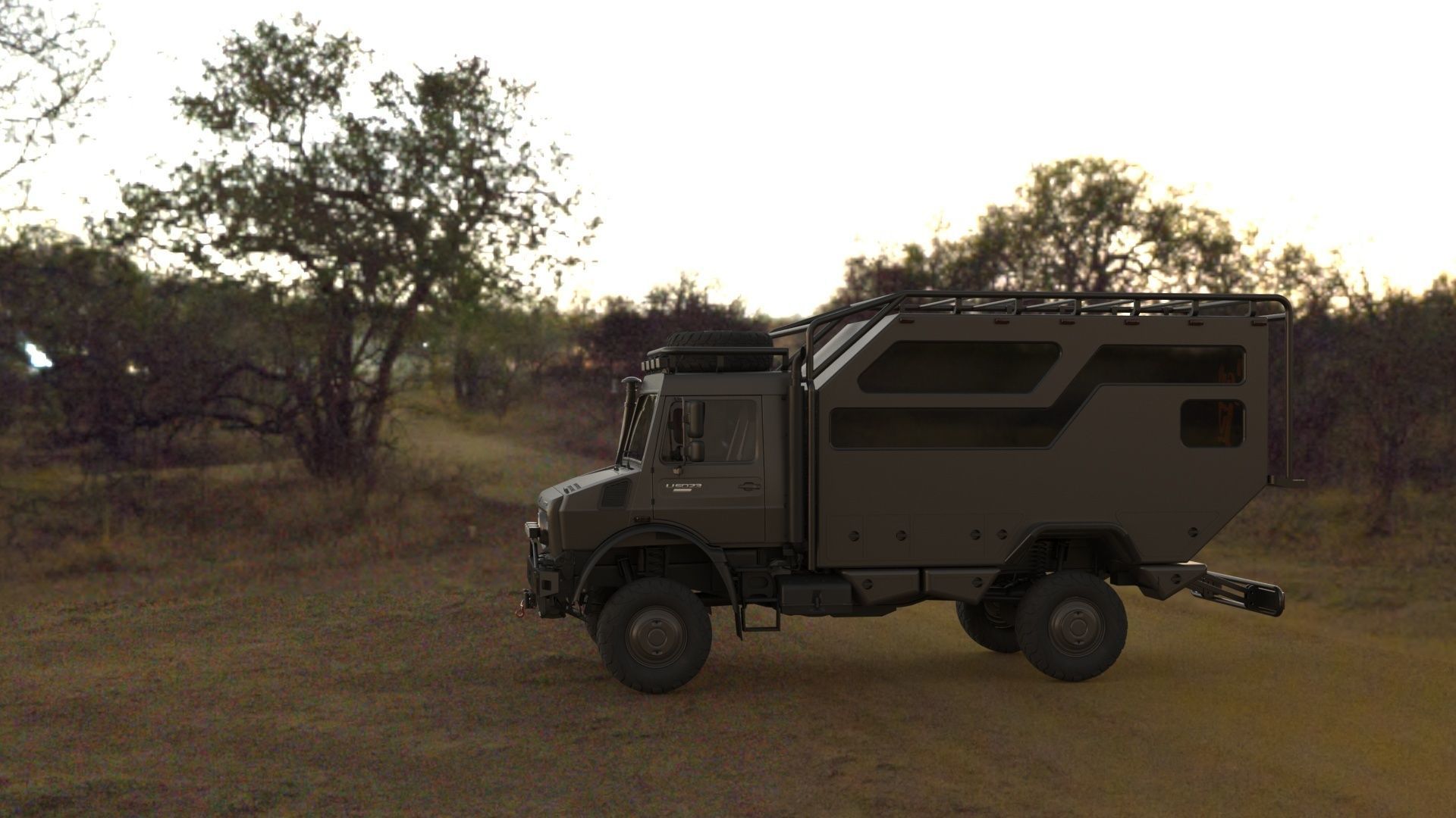 Mercedes Unimog Luxury Caravan Low-poly 3D model_6