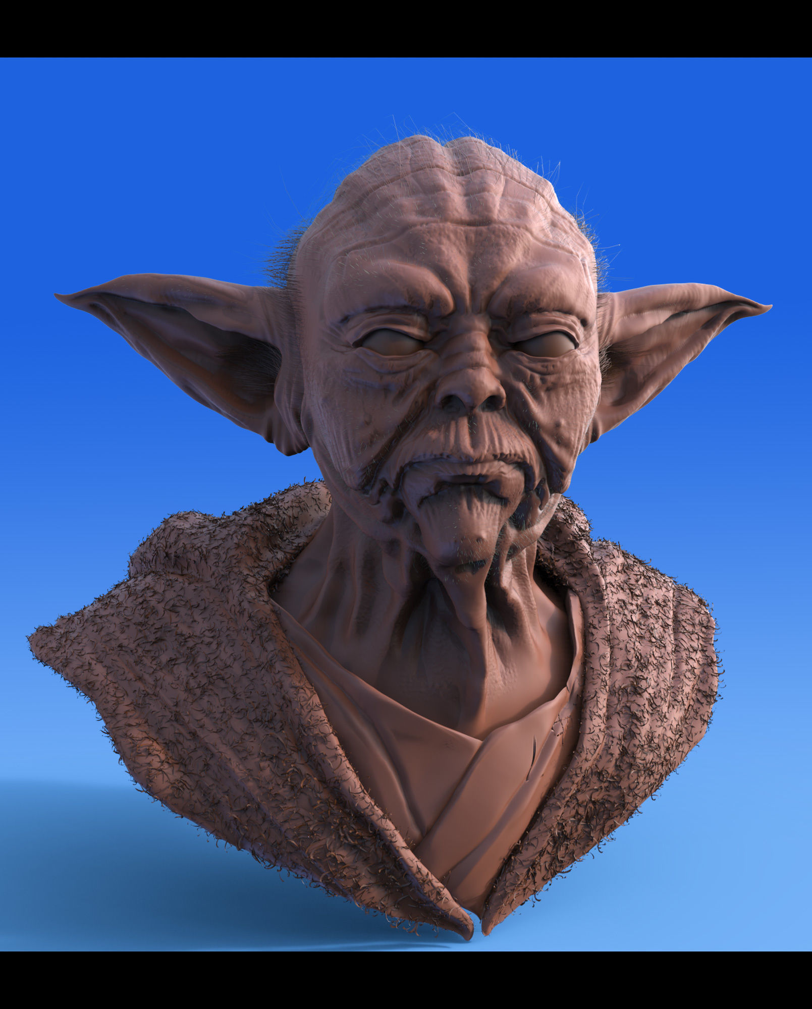 Yoda Bust Sculpt High Poly 3D model_1