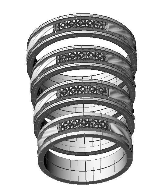 wave wedding ring  with gems    3D print model_6