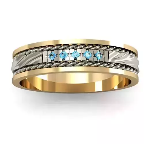 wave wedding ring  with gems    3D print model