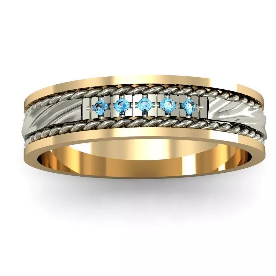 wave wedding ring  with gems    3D print model_0
