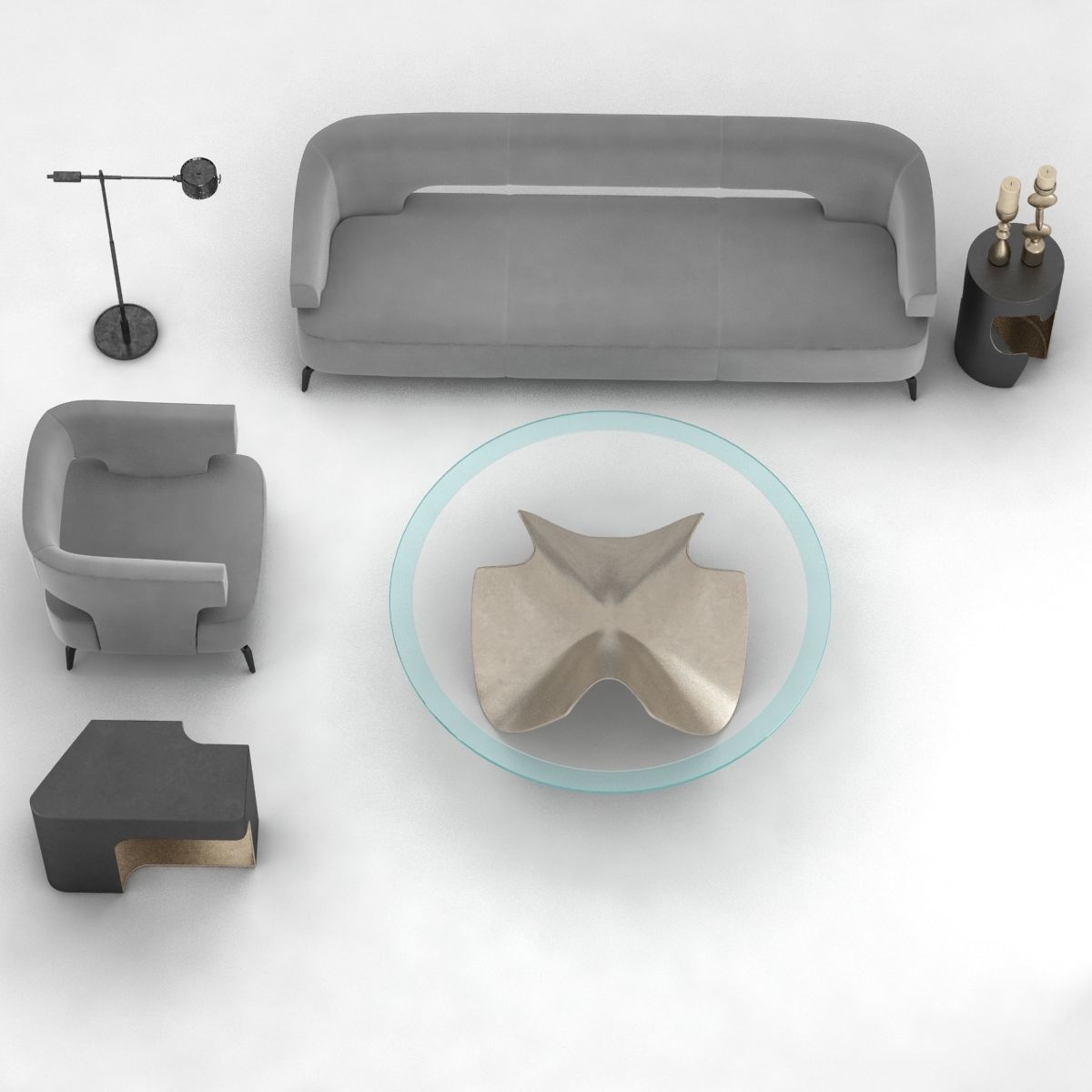 Holly Hunt furniture set 3D model_11