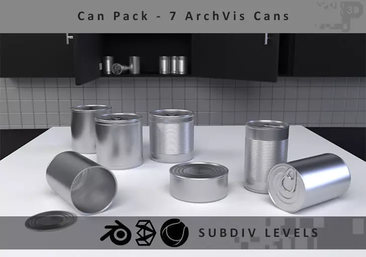 Food Can Pack ArchVis 3D model_0