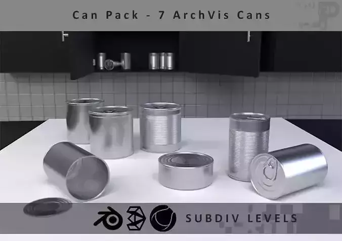 Food Can Pack ArchVis 3D model