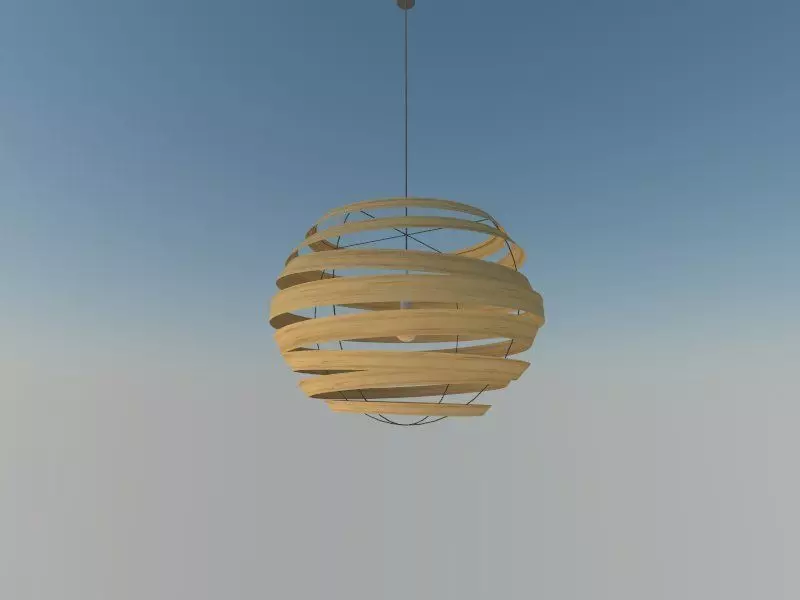 Ceiling Light wood 3D model_0