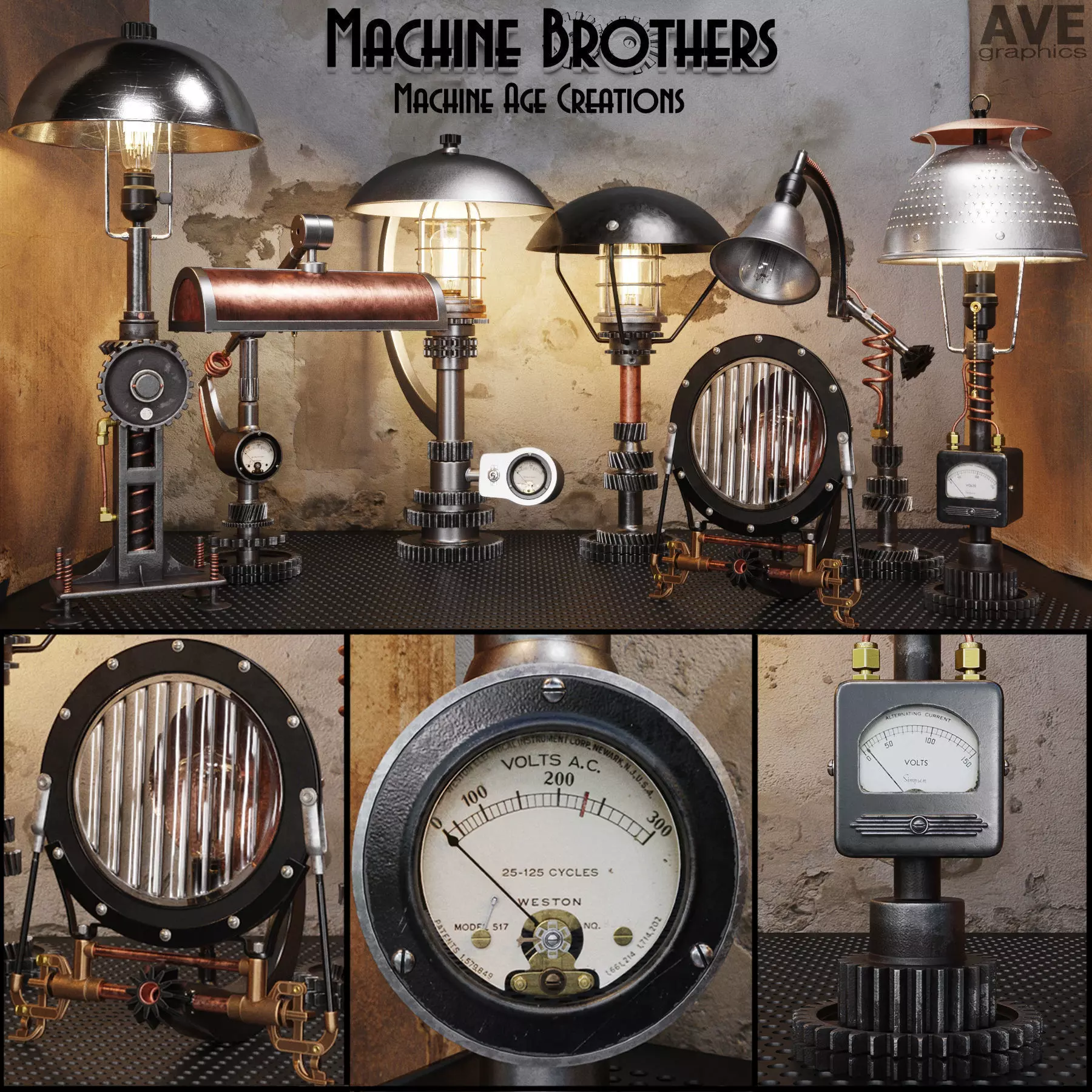 AVE Machine Brothers Lamps 3D model_0