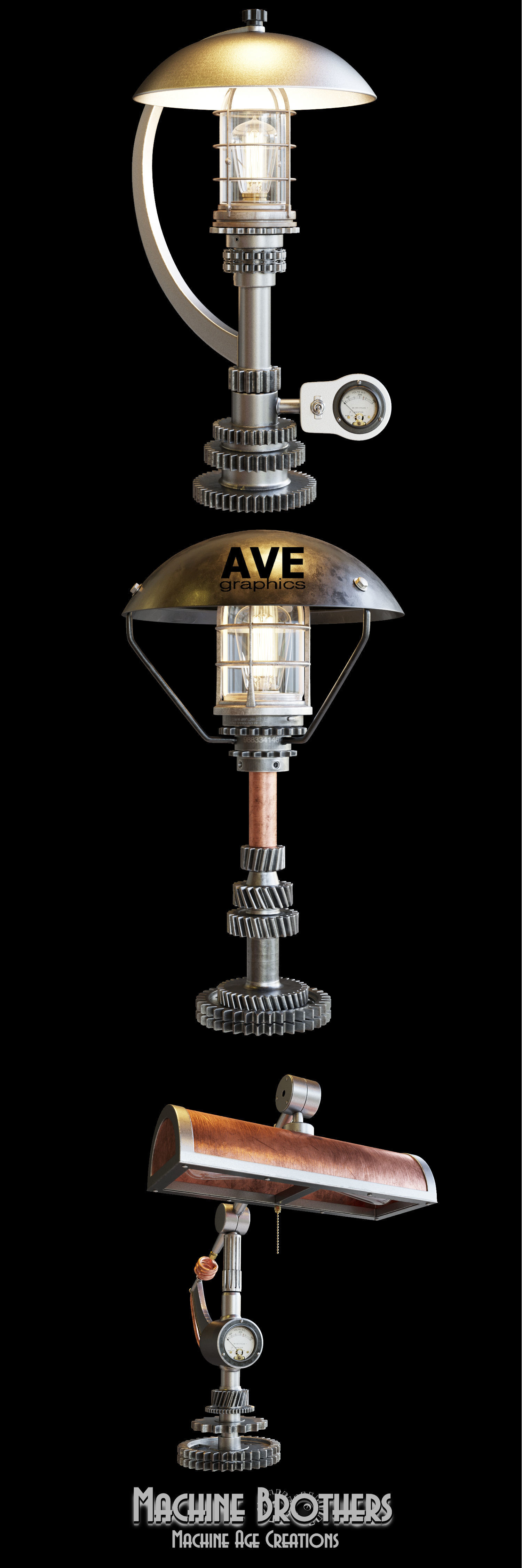 AVE Machine Brothers Lamps 3D model_2