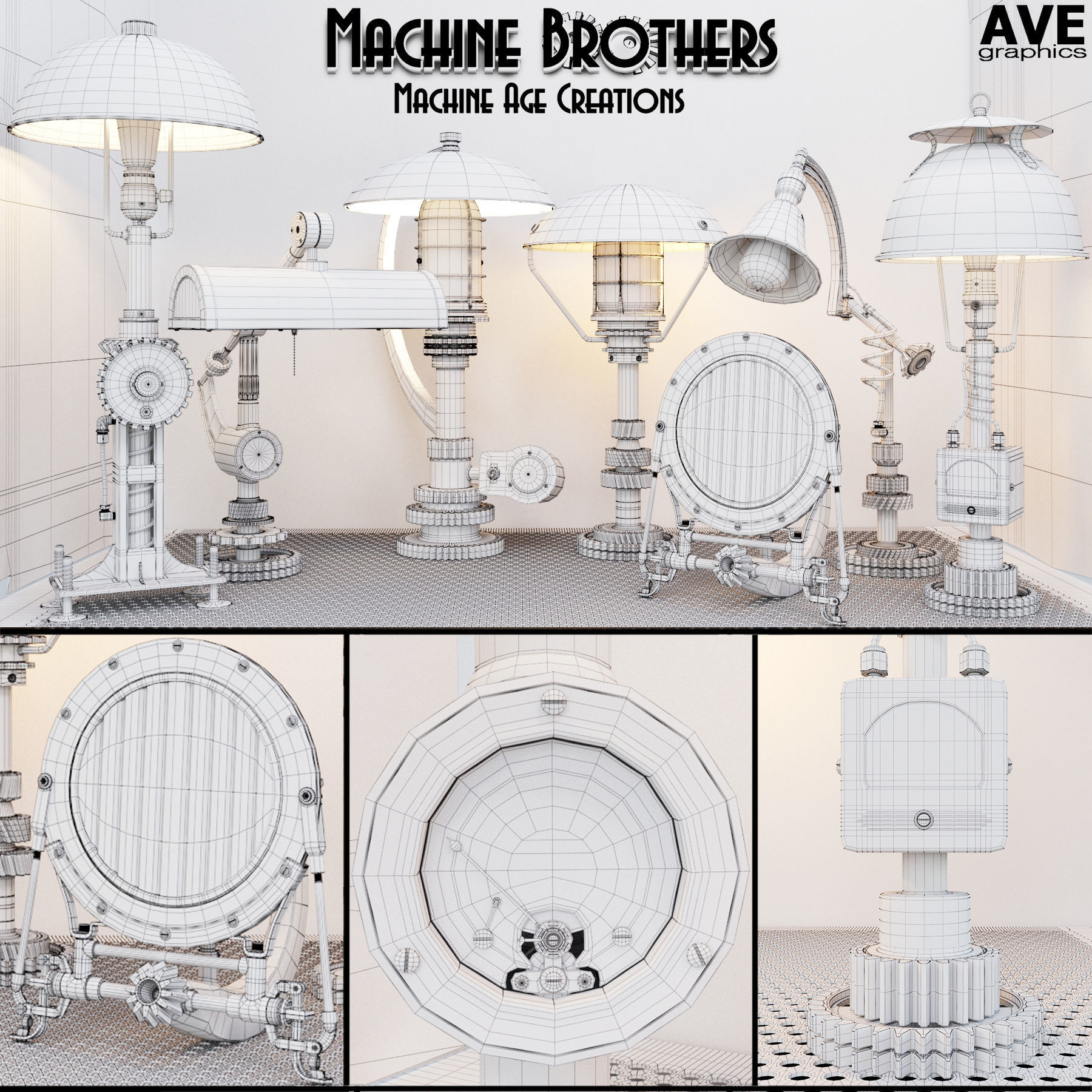 AVE Machine Brothers Lamps 3D model_1