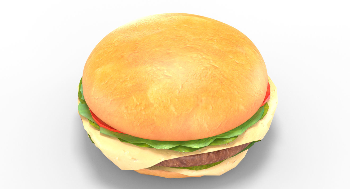Low Poly Hamburger Low-poly 3D model_9