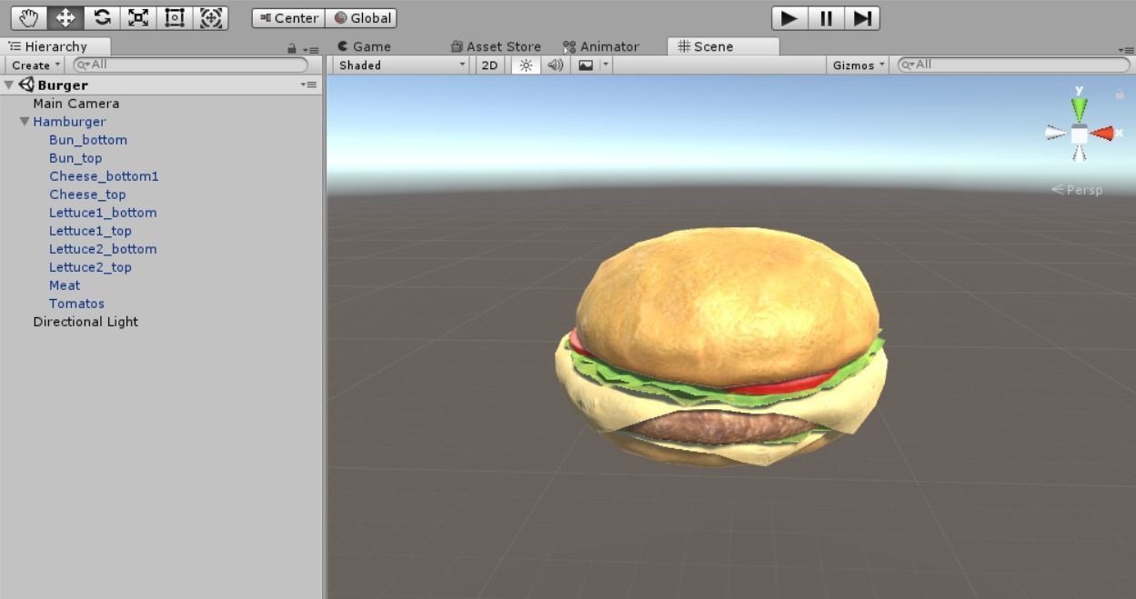 Low Poly Hamburger Low-poly 3D model_1