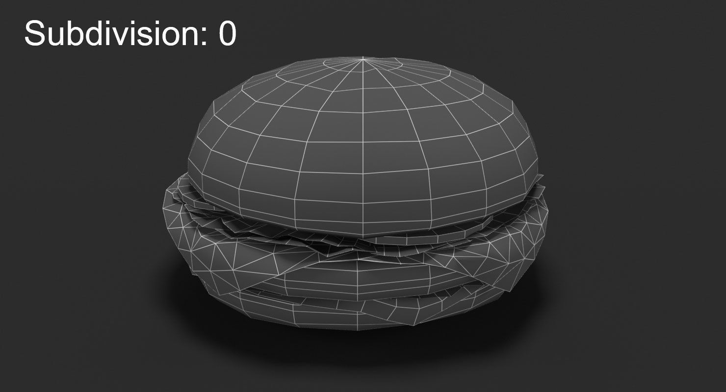 Low Poly Hamburger Low-poly 3D model_21