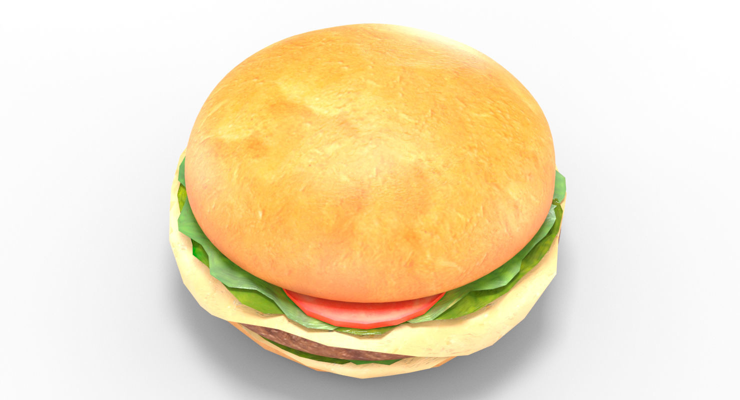 Low Poly Hamburger Low-poly 3D model_13