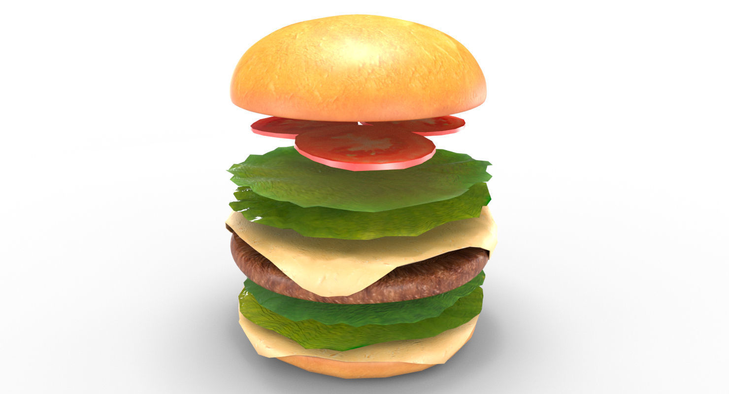 Low Poly Hamburger Low-poly 3D model_19