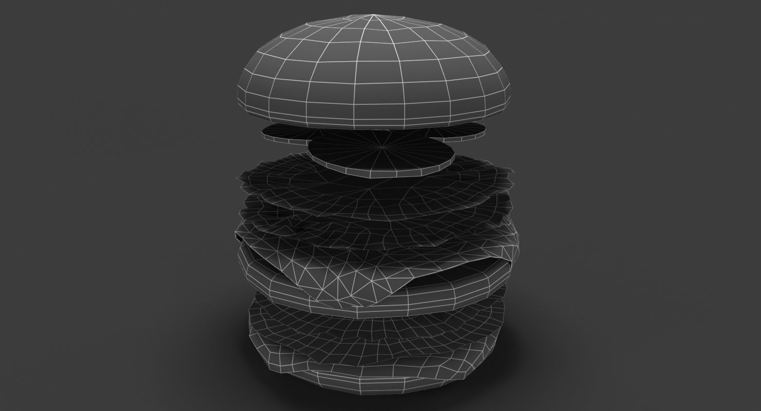 Low Poly Hamburger Low-poly 3D model_20