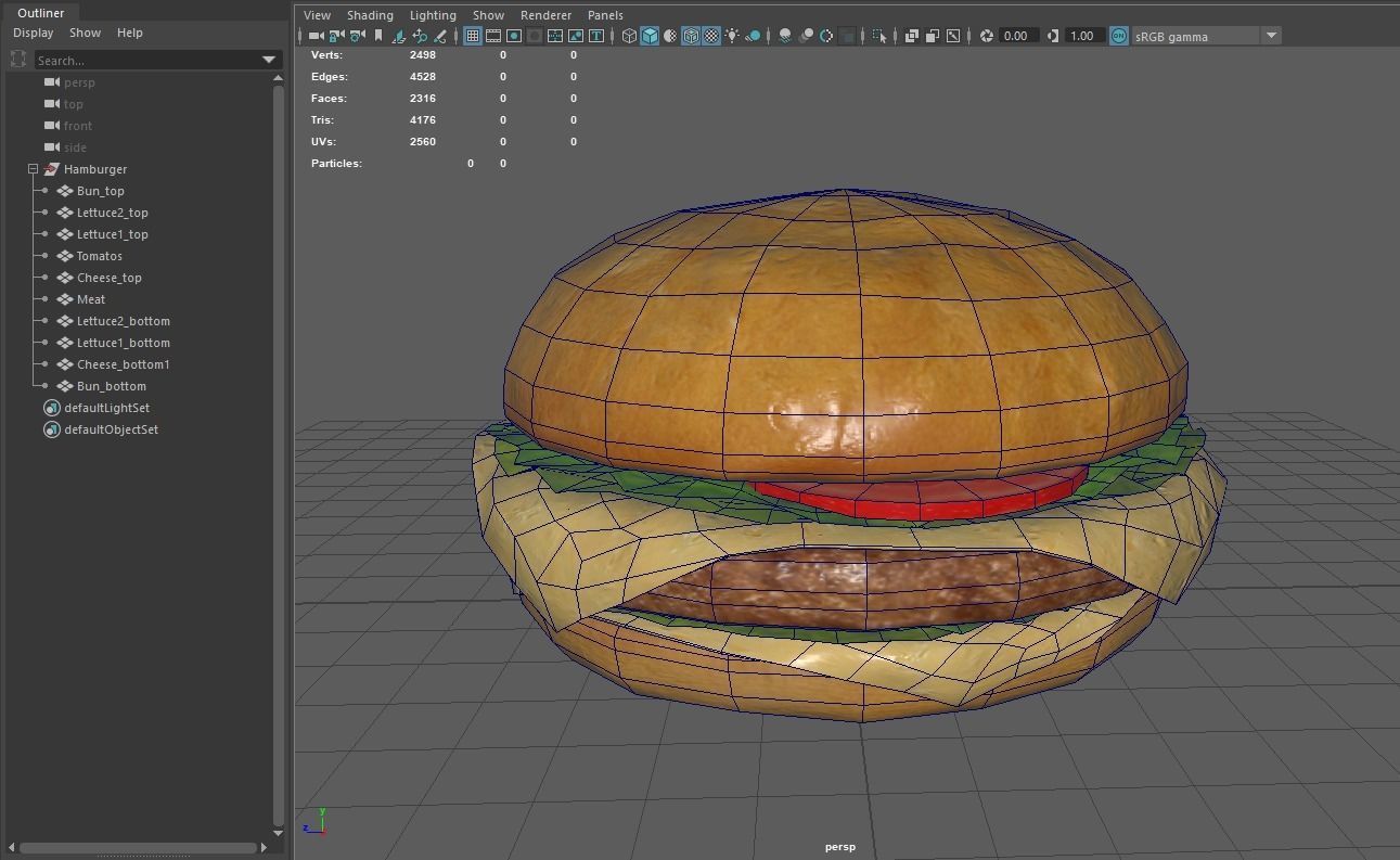 Low Poly Hamburger Low-poly 3D model_4
