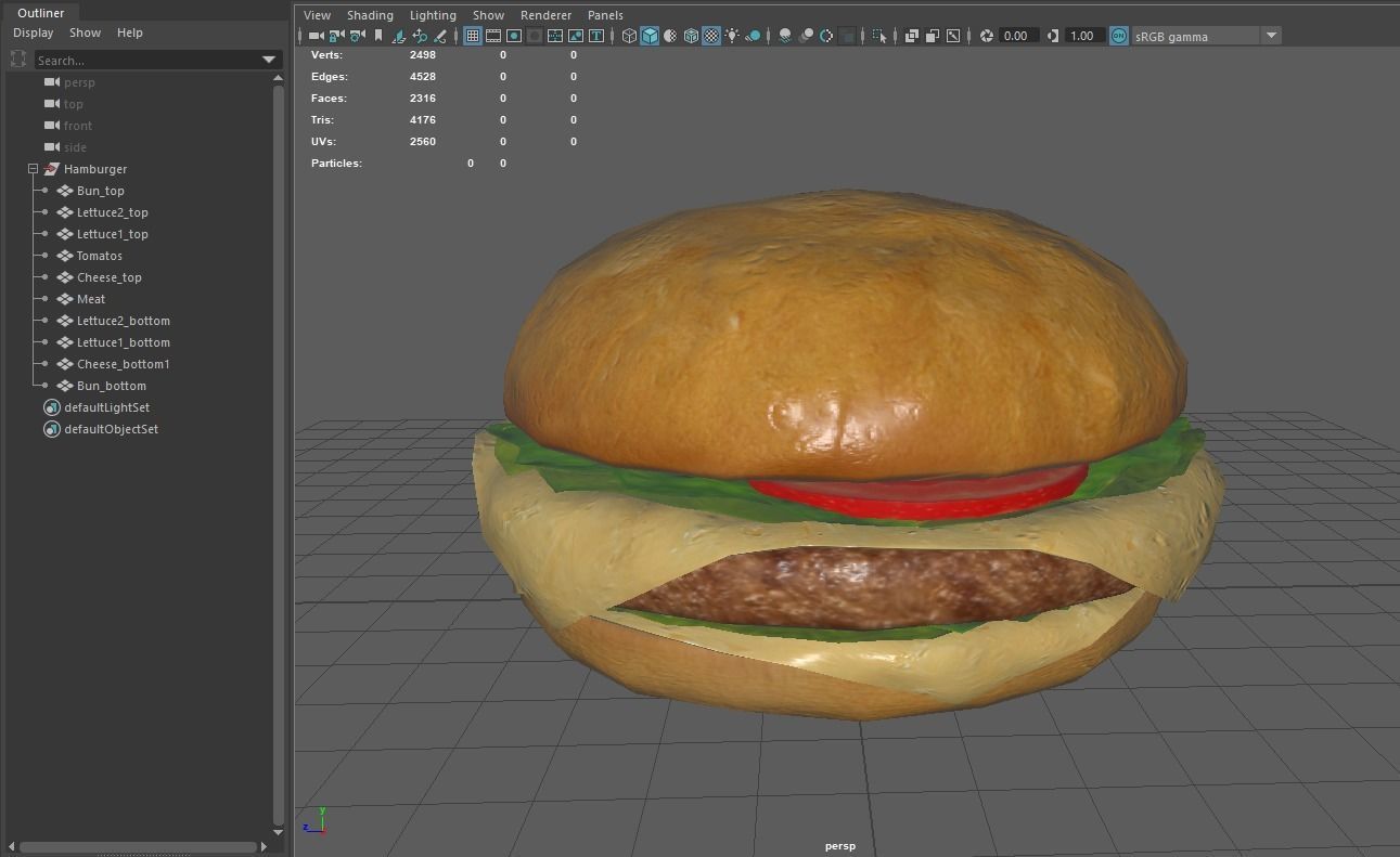 Low Poly Hamburger Low-poly 3D model_3