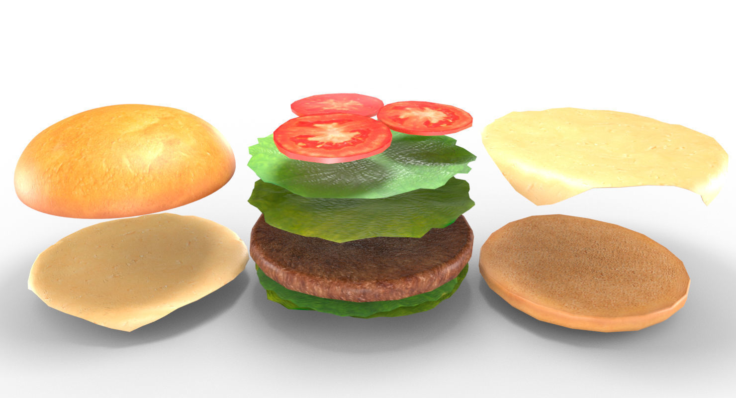 Low Poly Hamburger Low-poly 3D model_18