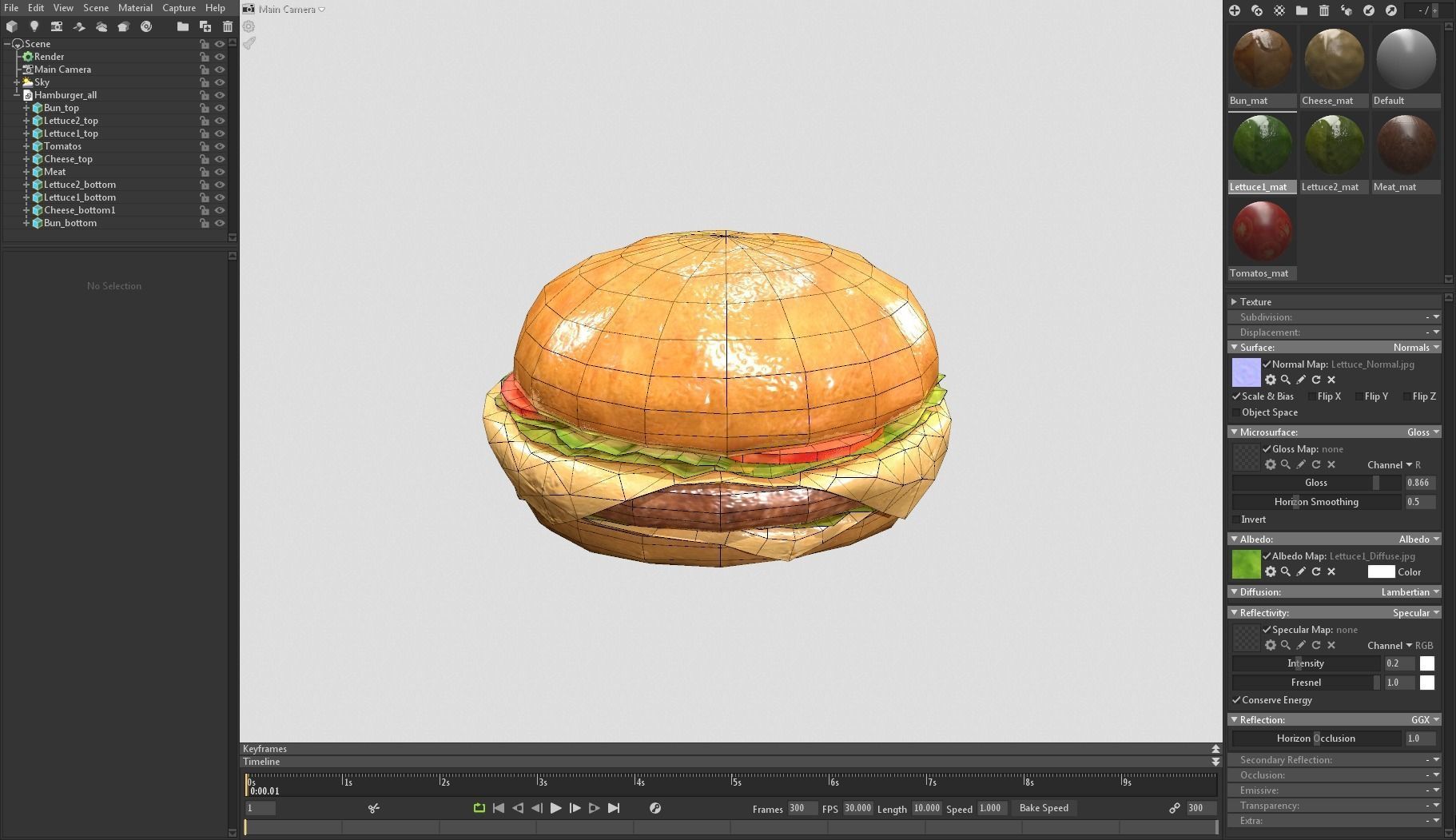 Low Poly Hamburger Low-poly 3D model_2