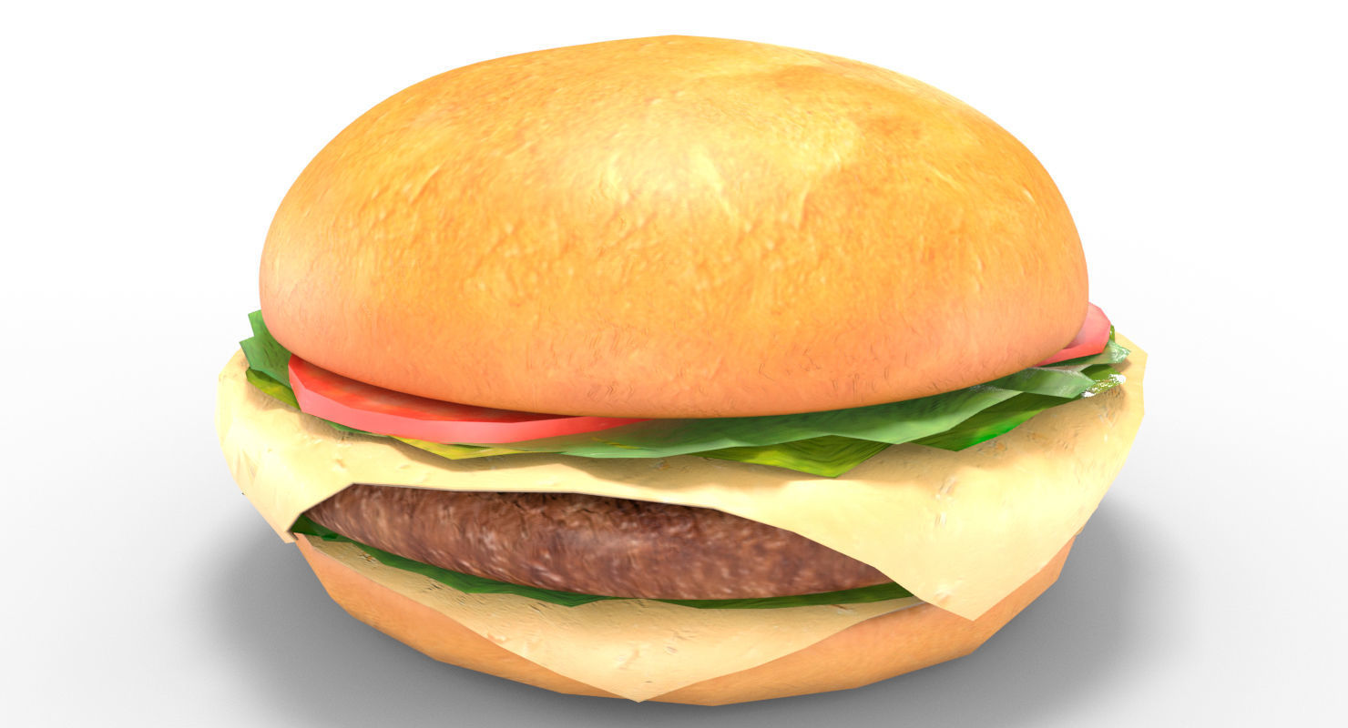 Low Poly Hamburger Low-poly 3D model_15