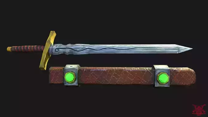 Stylized Long Sword Handpainted