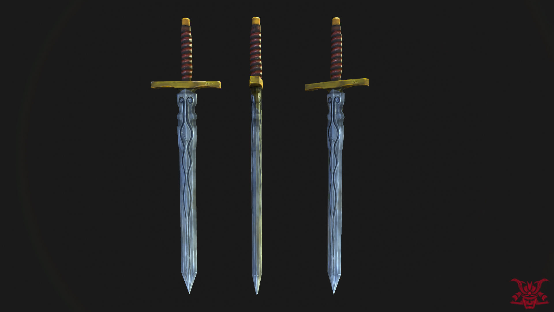 Stylized Long Sword Handpainted Low-poly 3D model_5