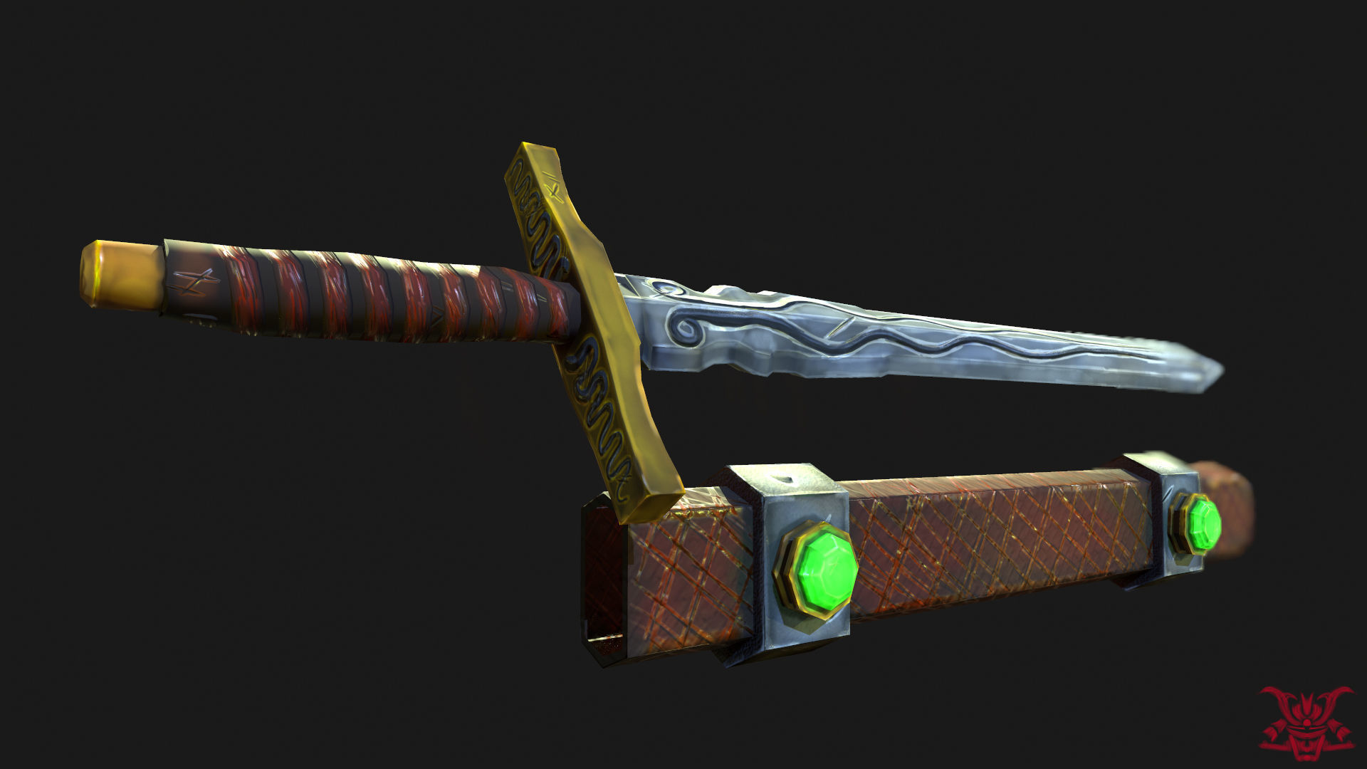 Stylized Long Sword Handpainted Low-poly 3D model_9