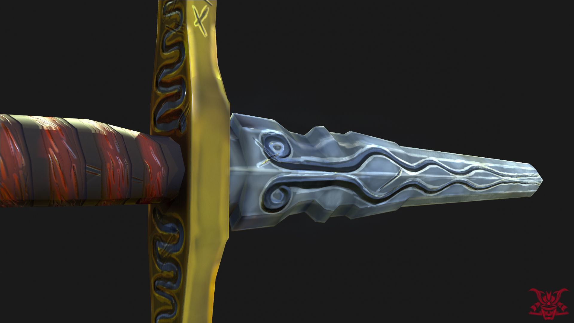 Stylized Long Sword Handpainted Low-poly 3D model_8