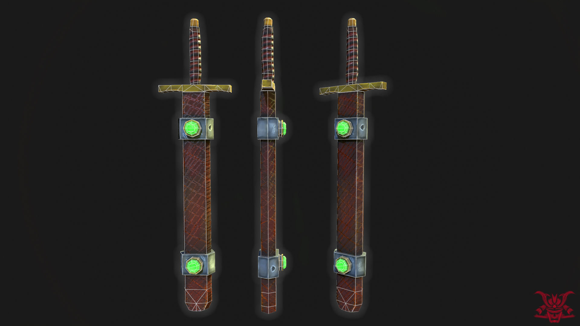 Stylized Long Sword Handpainted Low-poly 3D model_4