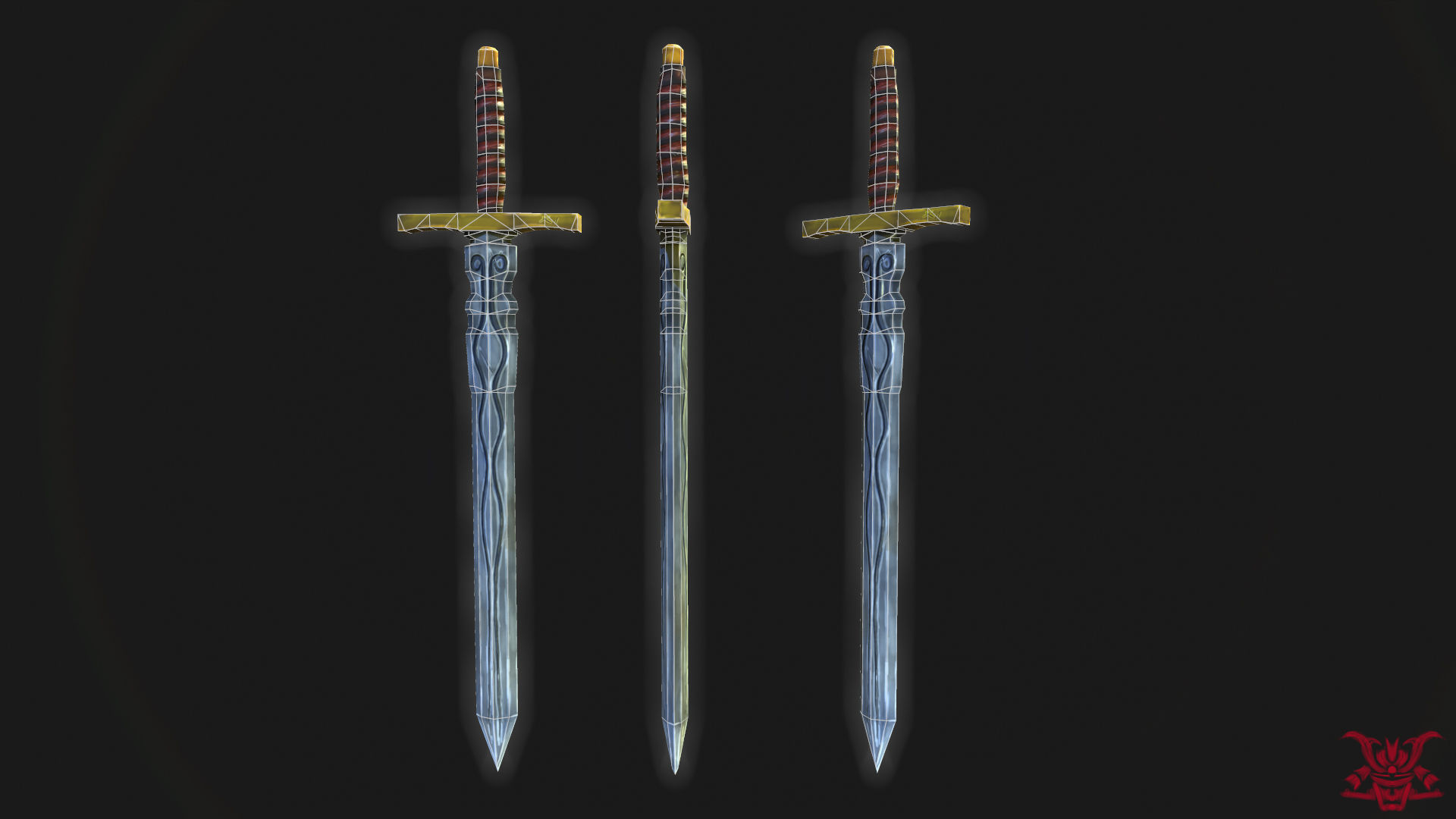 Stylized Long Sword Handpainted Low-poly 3D model_6